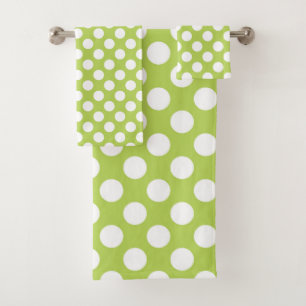 Green Polka Dots, Polka Dot Pattern, Dots, Dotted Bath Towel Set