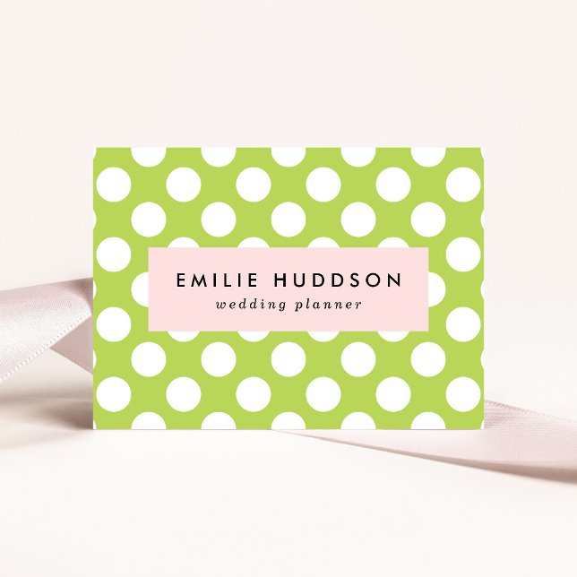 Green Polka Dots, Polka Dot Pattern, Dots, Dotted Business Card (Creator Uploaded)