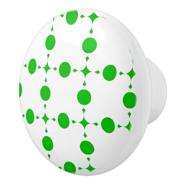 Green Polka Dots, Polka Dot Pattern, Dots, Dotted Ceramic Knob (Right)