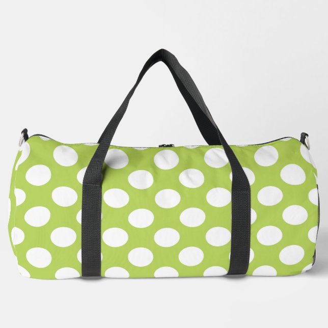 Green Polka Dots, Polka Dot Pattern, Dots, Dotted Duffle Bag (Front)