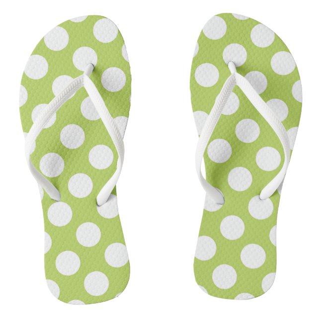 Green Polka Dots, Polka Dot Pattern, Dots, Dotted Jandals (Footbed)