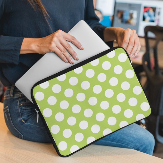 Green Polka Dots, Polka Dot Pattern, Dots, Dotted Laptop Sleeve (Creator Uploaded)