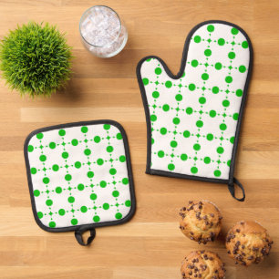 Green Polka Dots, Polka Dot Pattern, Dots, Dotted Oven Mitt & Pot Holder Set