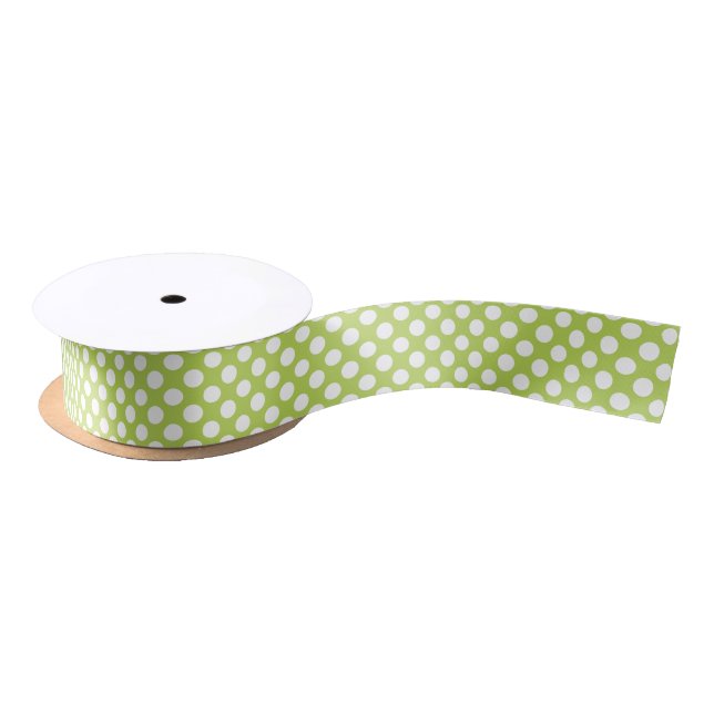 Green Polka Dots, Polka Dot Pattern, Dots, Dotted Satin Ribbon (Spool)