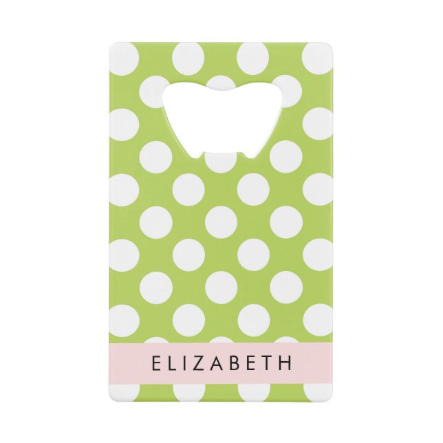 Green Polka Dots, Polka Dot Pattern, Your Name (Front)