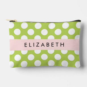 Green Polka Dots, Polka Dot Pattern, Your Name Accessory Pouch