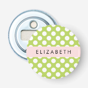 Green Polka Dots, Polka Dot Pattern, Your Name Bottle Opener