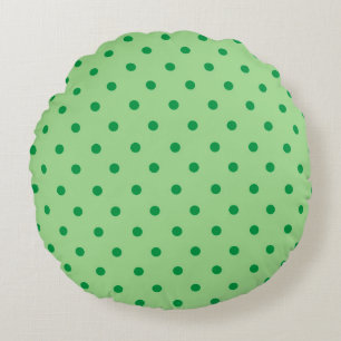 Green Polka Dots Round Pillow