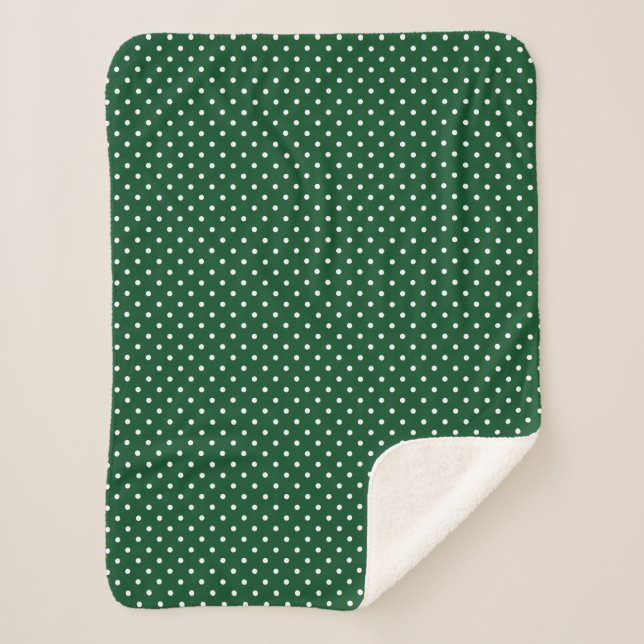 Green Polka Dots Sherpa Blanket (Front)