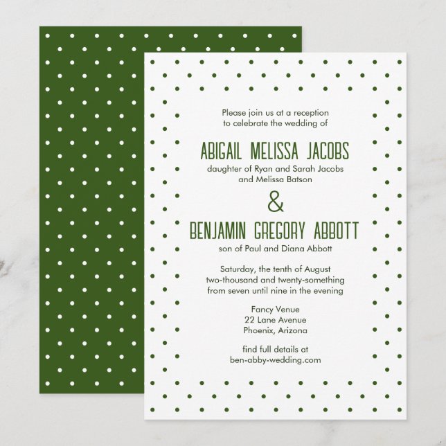 Green Polka Dots with 2 Sets Bride's Parents Invitation (Front/Back)