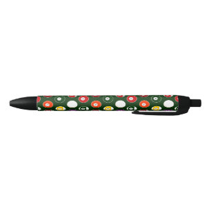 Green Pool Ball Billiards Pattern Black Ink Pen
