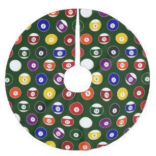 Green Pool Ball Billiards Pattern Brushed Polyester Tree Skirt