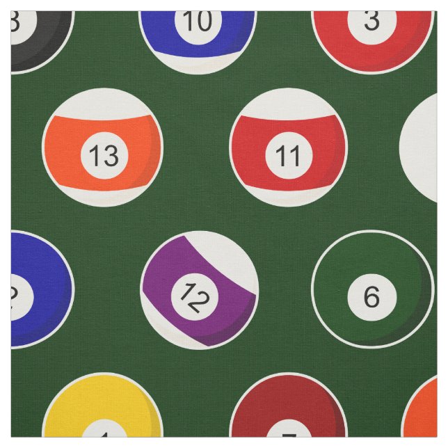 Green Pool Ball Billiards Pattern Large Repeat Fabric (Swatch)
