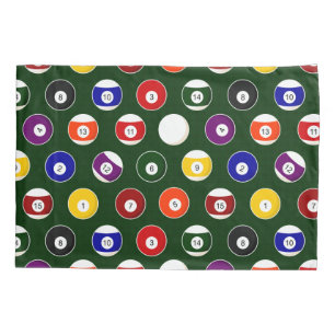 Green Pool Ball Billiards Pattern Pillowcase