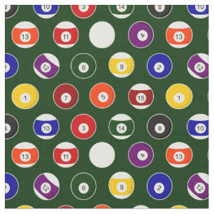 Green Pool Ball Billiards Pattern Small Repeat Fabric