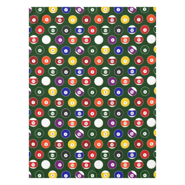 Green Pool Ball Billiards Pattern Tablecloth (Front)