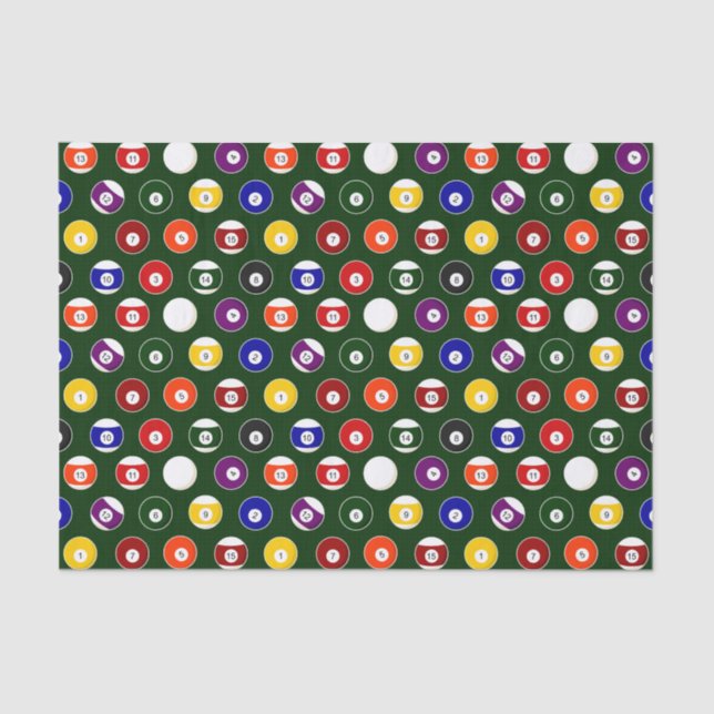 Green Pool Ball Billiards Pattern Tissue Paper (Front)