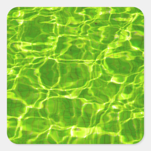 Green Pool Water Patterns Neon Colourful Bright Square Sticker (Front)