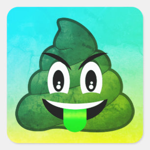 Green Poop Emoji Ombre Stickers