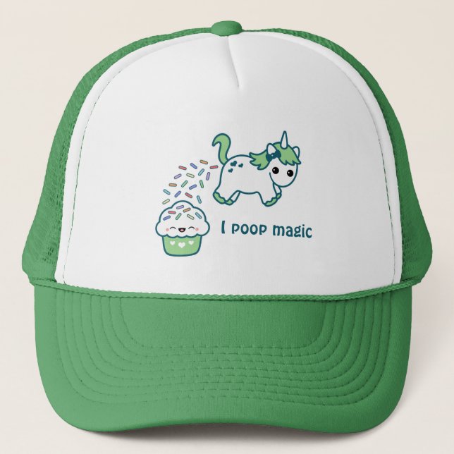 Green Pooping Unicorn Trucker Hat (Front)