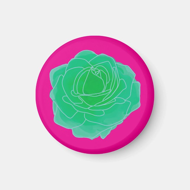 Green Pop Art Rose Magnet (Front)