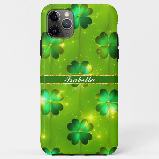 Green Popular St Patrick's Day Clover Collection Case-Mate iPhone Case (Back)