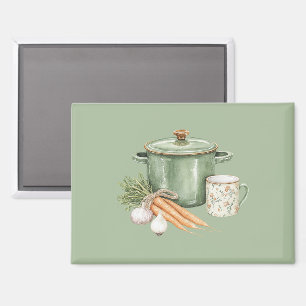 Green Pot Carrots Magnet