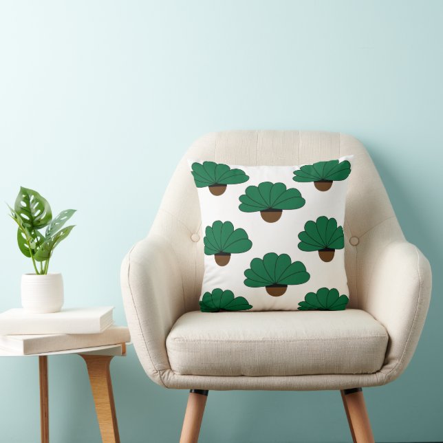 Green Potted Plants Cushion (Chair)