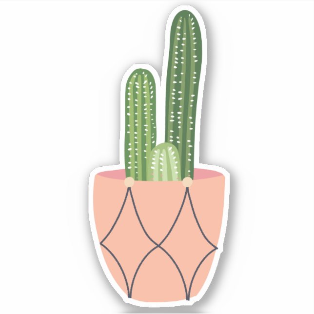 Green potted succulent plant transparent sticker (Front)