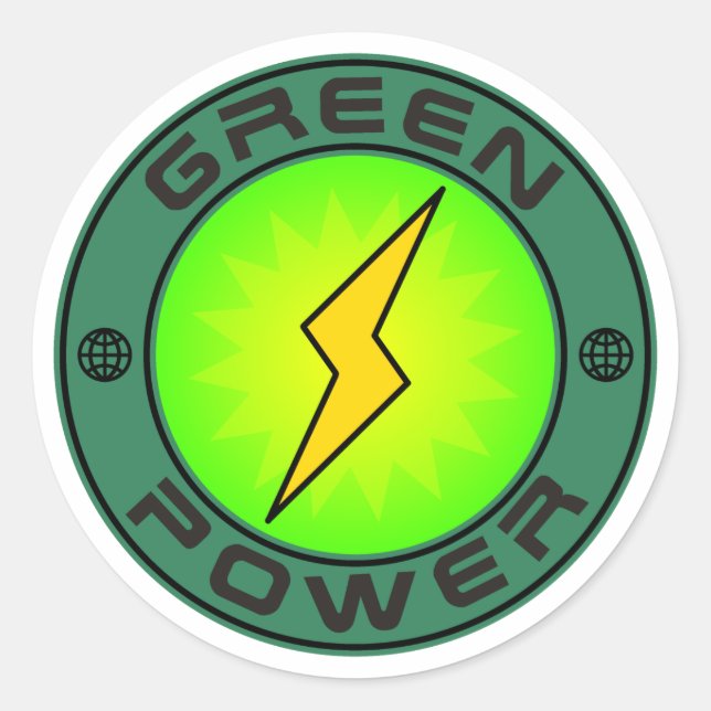 Green Power Classic Round Sticker (Front)