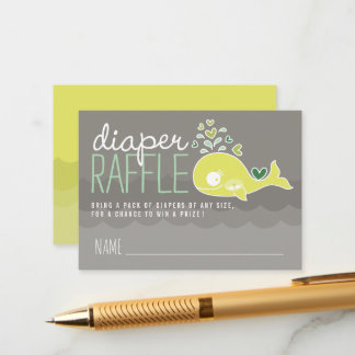 Green Pregnant Mummy Whale Diaper Raffle Tickets Enclosure Card
