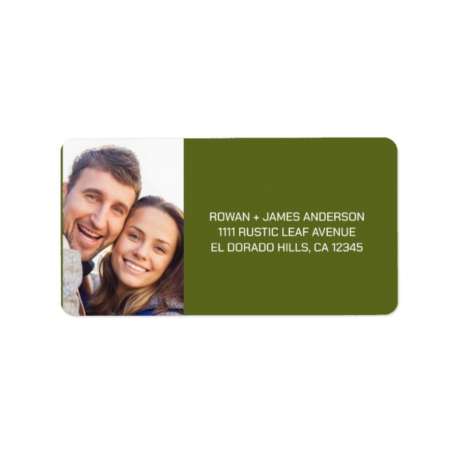 Green Pressed couple Boho Wedding Label (Front)