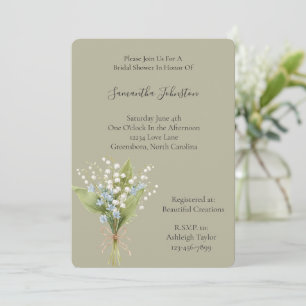Green Pretty Blue White Floral Bridal Shower Invitation