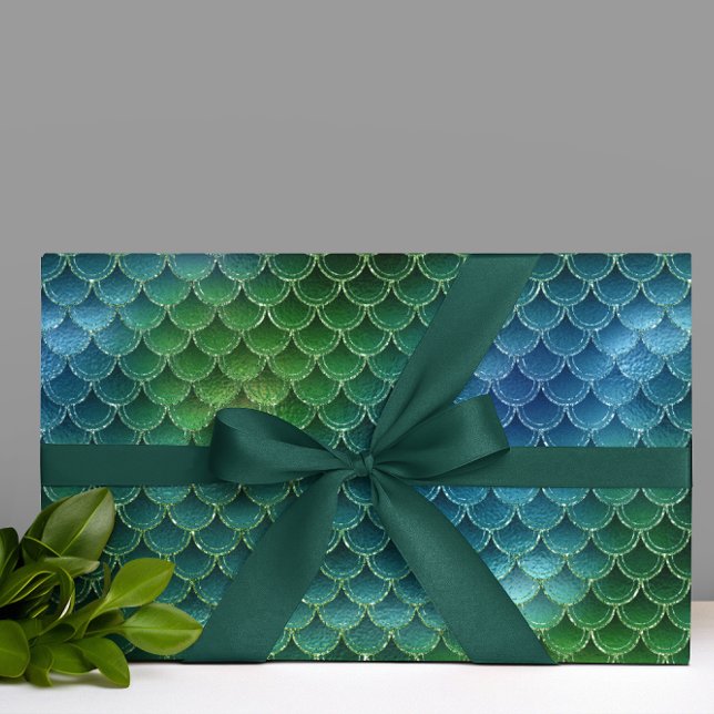 Green Pretty  Mermaid Scales Wrapping Paper (Creator Uploaded)