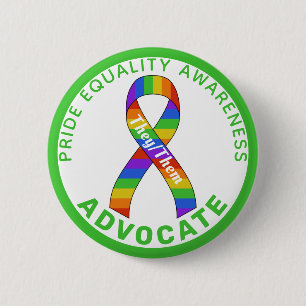 Green Pride Equality Awareness White Button