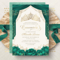 Green Princess Crown Floral Quinceanera