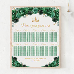 Green Princess Quinceañera 10 Tables Seating Chart