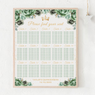 Green Princess Quinceañera 15 Tables Seating Chart