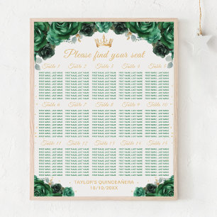 Green Princess Quinceañera 15 Tables Seating Chart