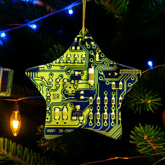 Green printed circuit board Geek PCB Personalised Ceramic Tree Decoration