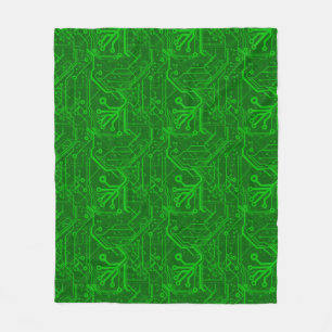 Green Printed Circuit Board Pattern Fleece Blanket