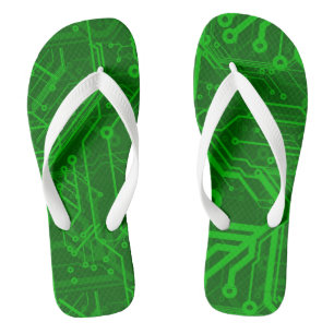 Green Printed Circuit Board Pattern Jandals