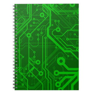 Green Printed Circuit Board Pattern Spiral Notebook