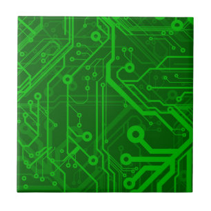 Green Printed Circuit Board Pattern Tile