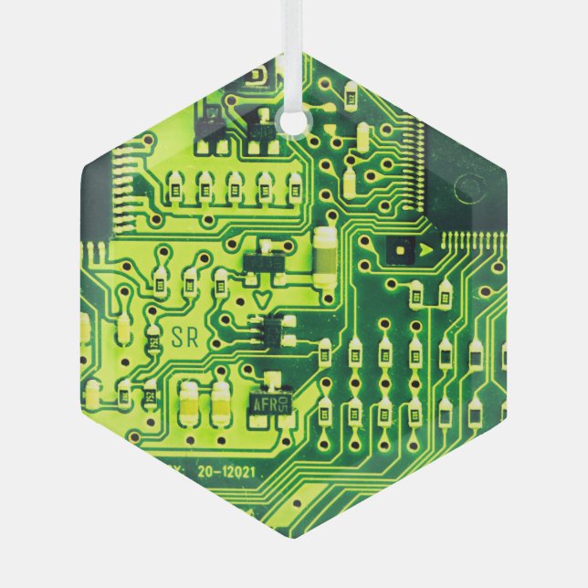 Green printed circuit board PCB Custom Geek Glass Tree Decoration (Front)