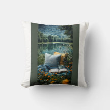 Green printed pillow