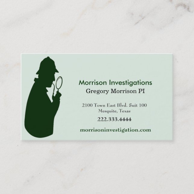 Green Private Investigation Business Card (Front)
