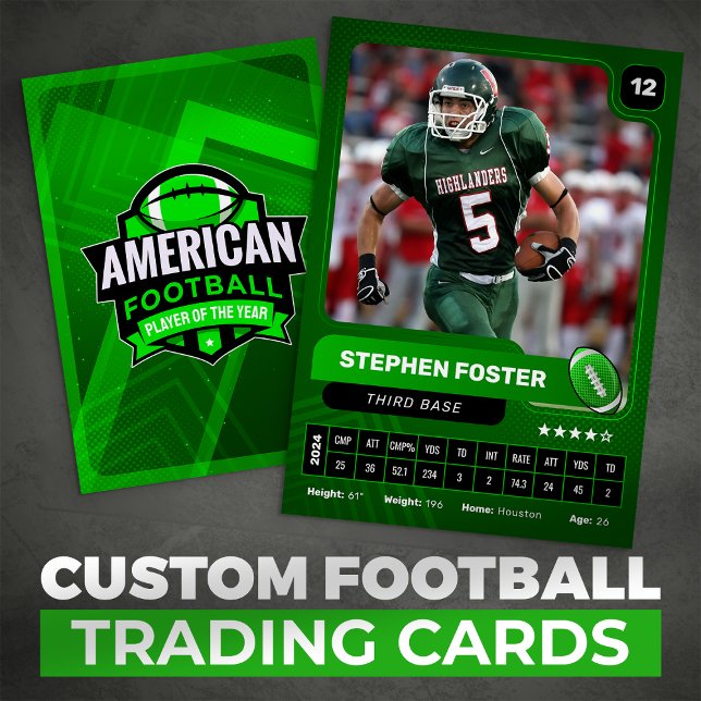Green Pro American Football Player Trading Card (Creator Uploaded)