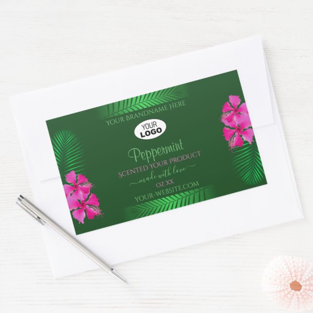 Green Product Labels Pink Flowers Palm Leaves Logo (Envelope)