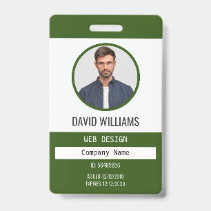 Green   Professional Employee Photo Company ID Badge